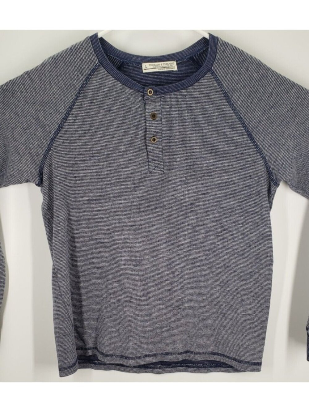 Threads 4 Thought Men's Large Henley Long Sleeve Pullover Organic Cotton Blend